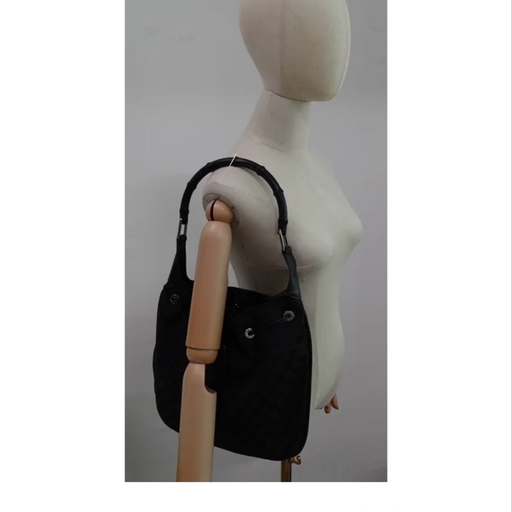 Gucci Black Bamboo Monogram Shoulder Bag - Picture 13 of 13